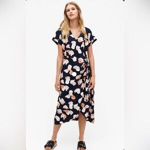 Monki Black and Pink Floral Midi Dress